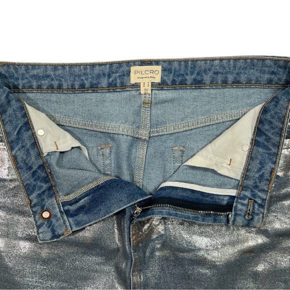 Pilcro Light Blue with silver metallic Mini Skirt - Picture 8 of 10